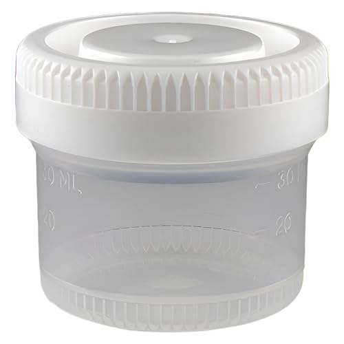 Globe Scientific Tite-Rite 6523 Polypropylene Leak Resistant Containers with Polyethylene Separate Screw Cap, Sterile, Bulk Packaging, 60mL Capacity (Case of 500)