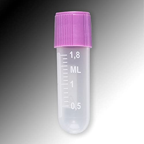 Globe Scientific 6051 Polypropylene Graduated Sample Tube with White Writing Area, 2mL Capacity, External Threads, Round Bottom (Bag of 1000)