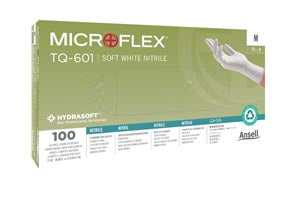 ANSELL MICROFLEX SOFT WHITE POWDER-FREE NITRILE EXAM GLOVES-TQ-601-XL