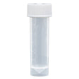 Globe Scientific 6101S Polypropylene Molded Graduations Conical Bottom Self Standing Transport Tubes with Attached White Polyethylene Screw Cap, Sterile, 5ml Capacity, Pack of 500