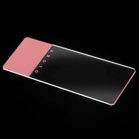Globe Scientific 1324P Glass Microscope Slide, 25 x 75mm Size, Ground Edges with Safety Corners, Pink Frosted (1,440 slides)