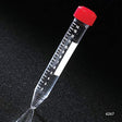 Globe Scientific 6273 Acrylic Centrifuge Tube with Attached Red Screw Cap, Sterile, 15mL Capacity, Printed Graduation, Rack Pack (Case of 500)