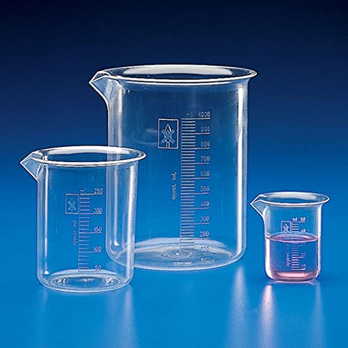 Globe Scientific 601549 Polymethylpentene Griffin Style Low Form Beaker, Molded Graduations, 2000mL Capacity (Pack of 6)
