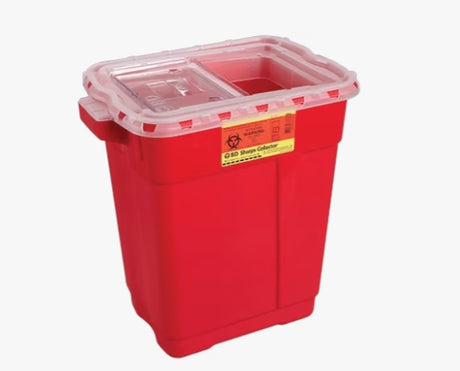 BD SHARPS COLLECTOR, 8 QT, CLEAR TOP, OPEN CAP, RED-305343, Cs