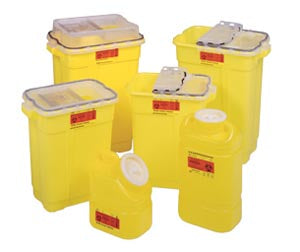 BD SHARPS COLLECTOR, 3 GALLON CHEMOTHERAPY, 10½" X 7.55" X 11.93"-305076, Cs