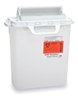 BD SHARPS COLLECTOR, 3 GALLON, 15¾" X 13½" X 6", COUNTERBALANCED DOOR, MADE WITH 20% RECYCLED PLASTIC, RED-305054, Cs