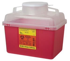 BD SHARPS COLLECTOR, 14 QT, CLEAR TOP, LARGE OPEN CAP, RED-305456, Cs