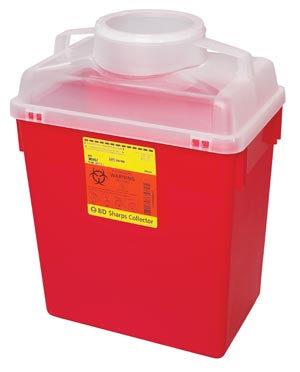 BD SHARPS COLLECTOR, 6 GAL, CLEAR TOP, LARGE FUNNEL CAP-305465, Cs