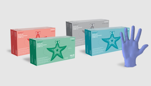 VENTYV CORE 3.5 NITRILE GENERAL PURPOSE GLOVES (STARFISH)-10419102, Small, Cs